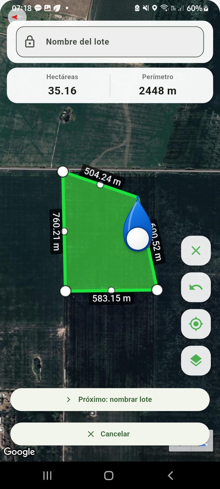 Delimitación de un lote en AgroConecta.ar